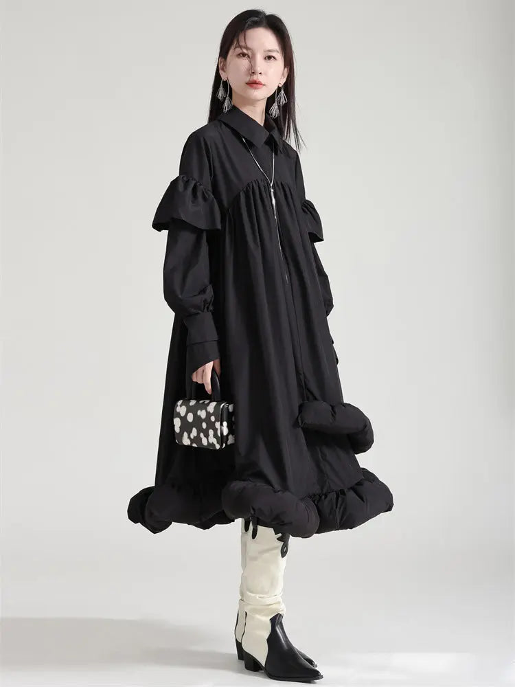 Plufey Long Sleeve Puff Dress - Black by Marigold Shadows Marigold Shadows