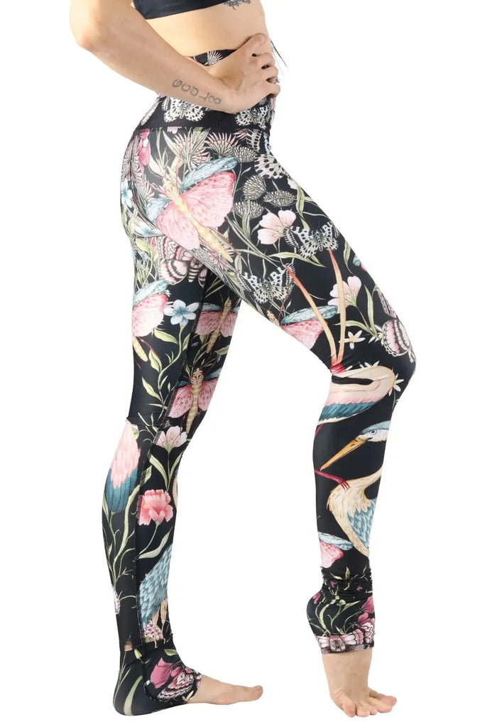 Pretty in Black Printed Yoga Legging by Yoga Democracy Yoga Democracy