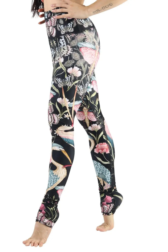 Pretty in Black Printed Yoga Legging by Yoga Democracy Yoga Democracy