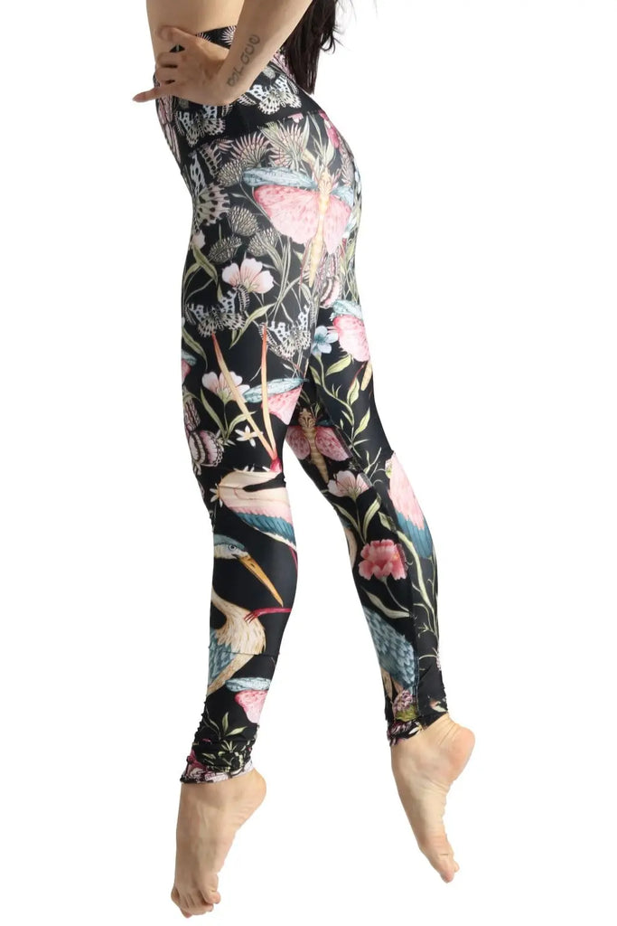 Pretty in Black Printed Yoga Legging by Yoga Democracy Yoga Democracy