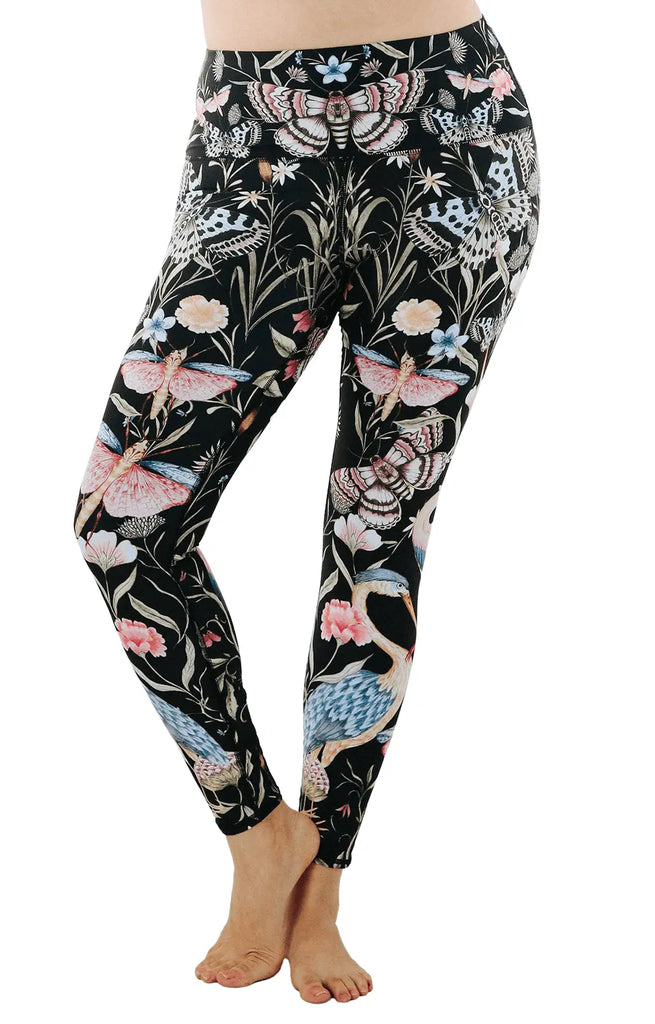 Pretty in Black Printed Yoga Legging by Yoga Democracy Yoga Democracy