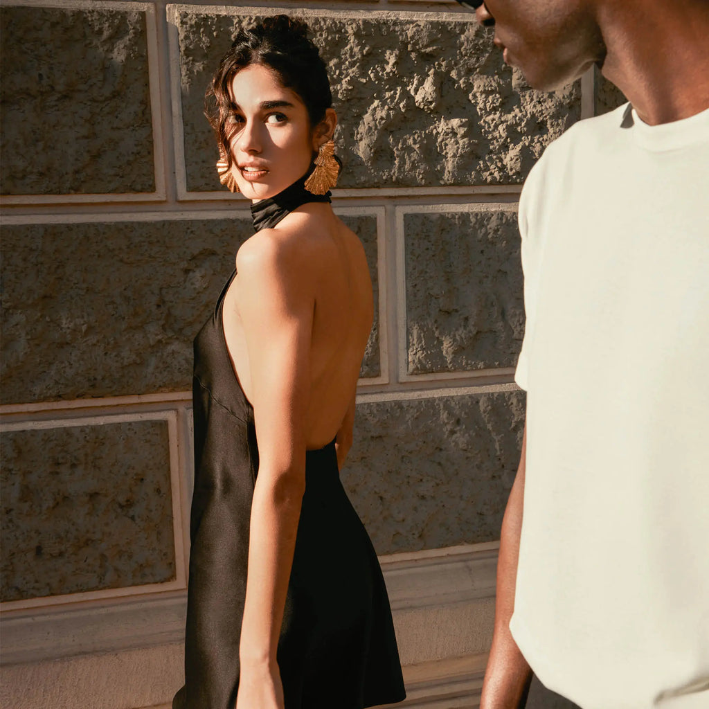 Priscilla Silk Halter Mini Dress by Italic Italic