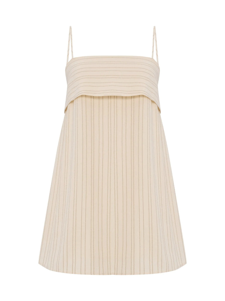 Puglia Stripes Mini Dress - Oatmeal by The Handloom The Handloom