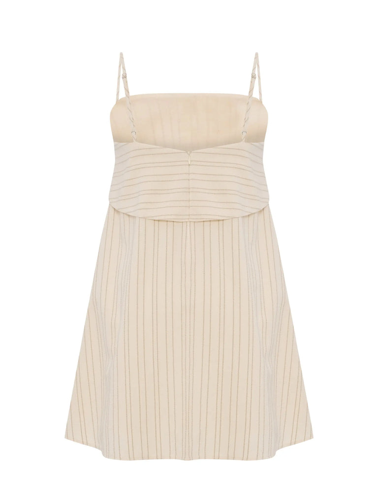 Puglia Stripes Mini Dress - Oatmeal by The Handloom The Handloom