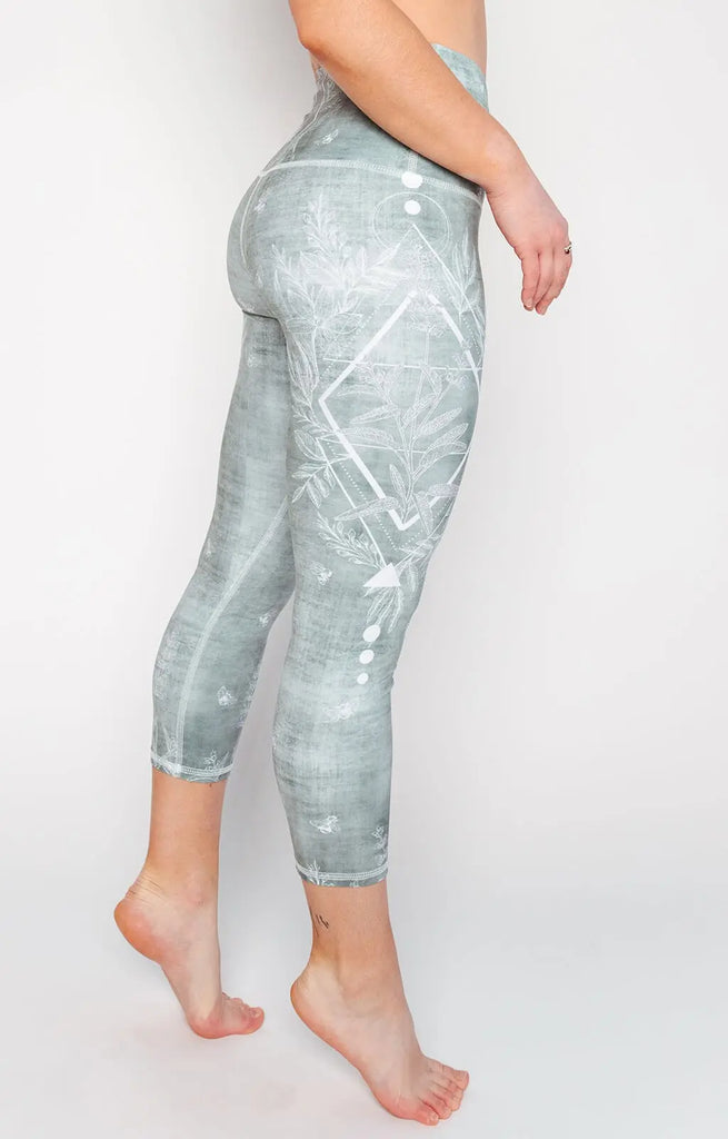Pure Sage Printed Yoga Crops by Yoga Democracy Yoga Democracy