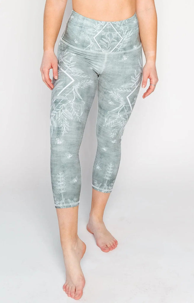 Pure Sage Printed Yoga Crops by Yoga Democracy Yoga Democracy