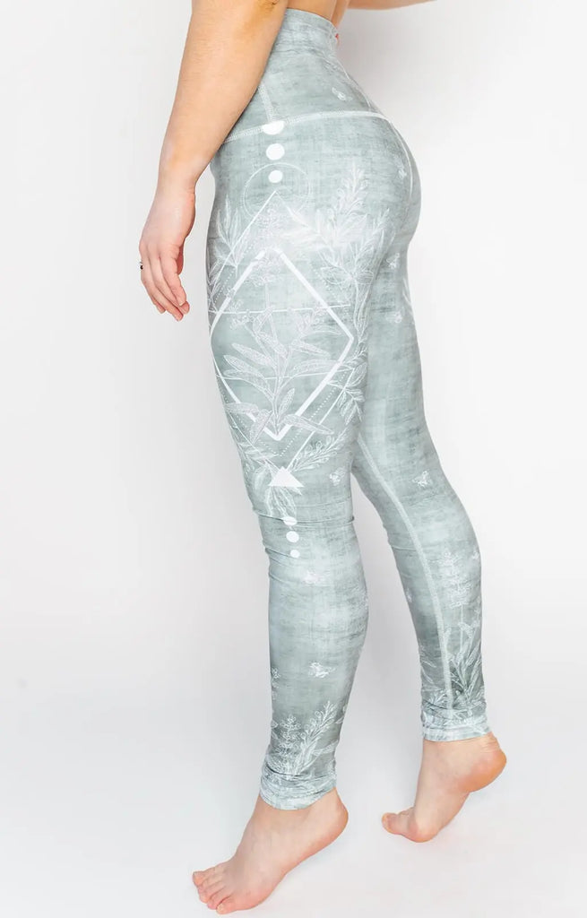 Pure Sage Printed Yoga Leggings by Yoga Democracy Yoga Democracy