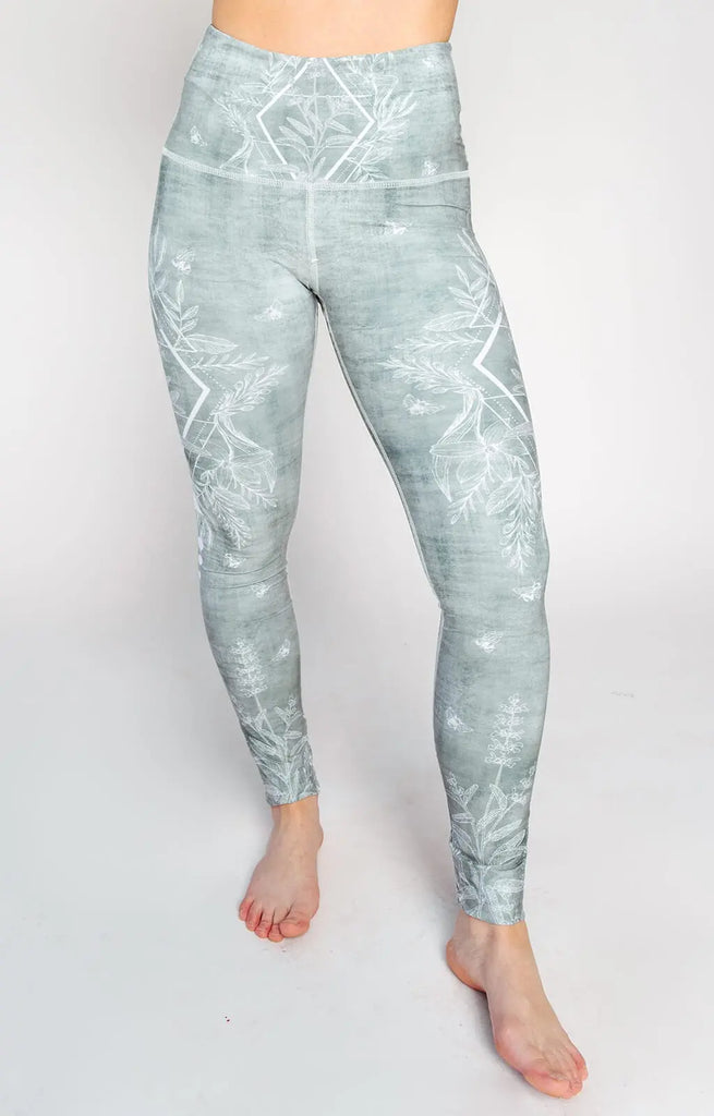 Pure Sage Printed Yoga Leggings by Yoga Democracy Yoga Democracy