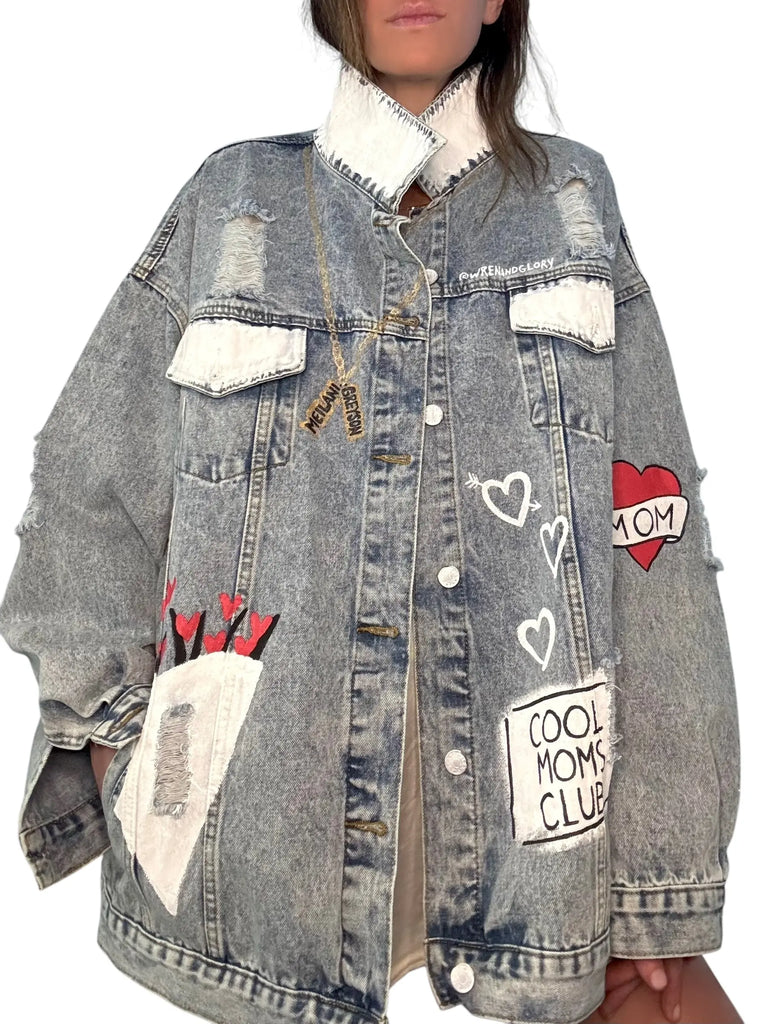 'Queen Mom' Painted Denim Jacket by Wren + Glory Wren + Glory