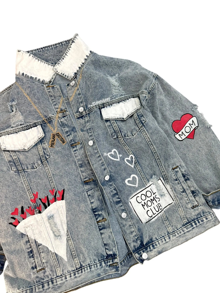 'Queen Mom' Painted Denim Jacket by Wren + Glory Wren + Glory