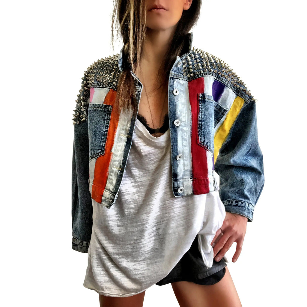 'RAINBOW SPIKE' DENIM JACKET by Wren + Glory Wren + Glory