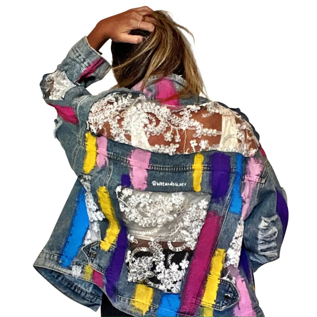 'RAINBOWS AND LACE' DENIM JACKET by Wren + Glory Wren + Glory