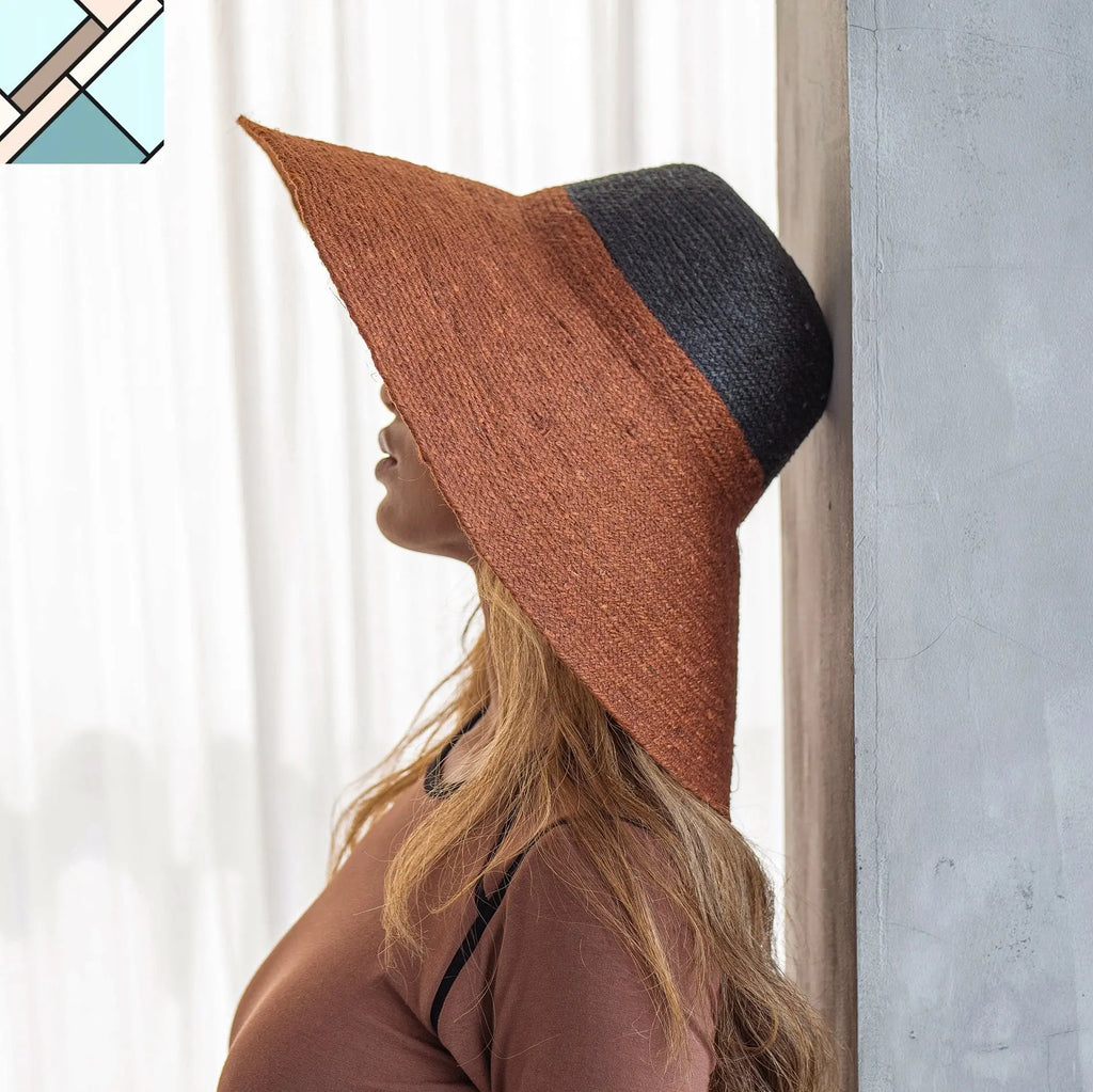 RIRI DUO Jute Straw Hat, in Burnt Sienna & Black by BrunnaCo BRUNNA CO