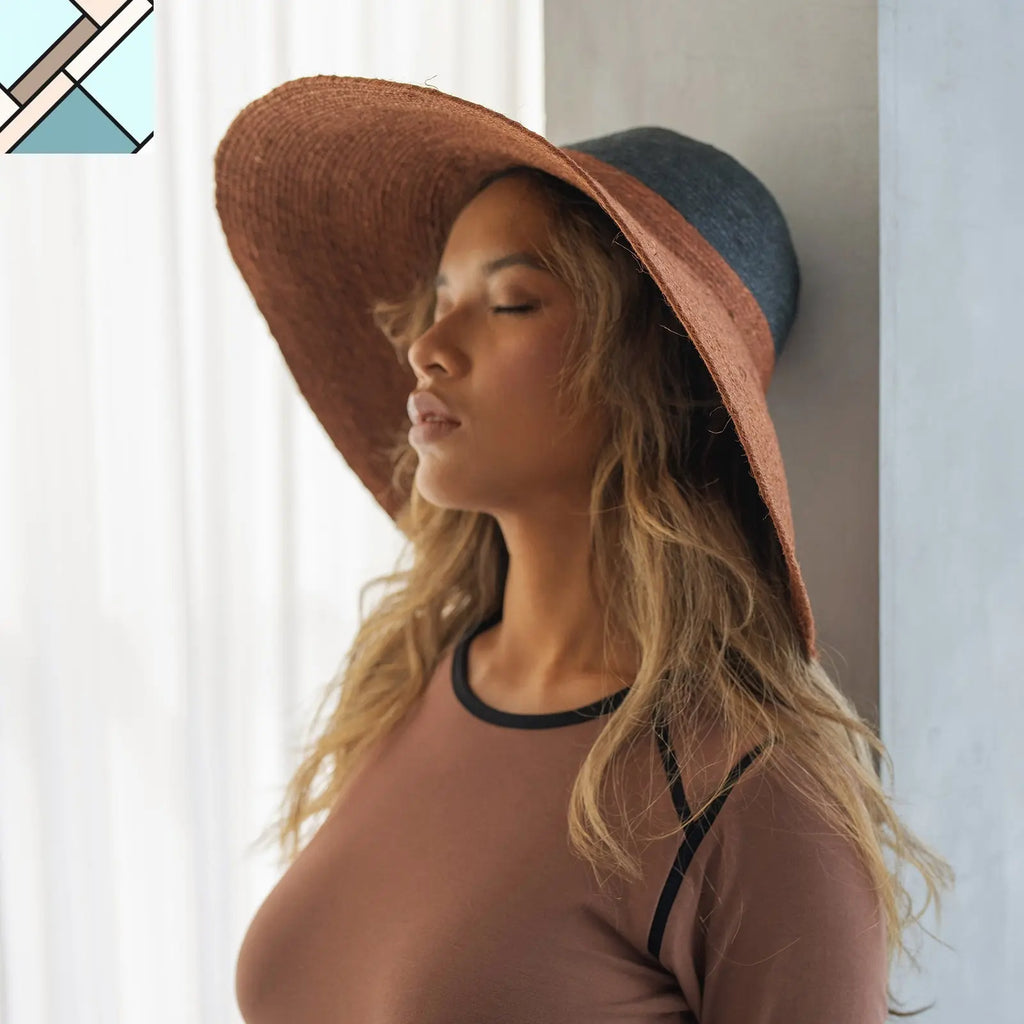 RIRI DUO Jute Straw Hat, in Burnt Sienna & Black by BrunnaCo BRUNNA CO