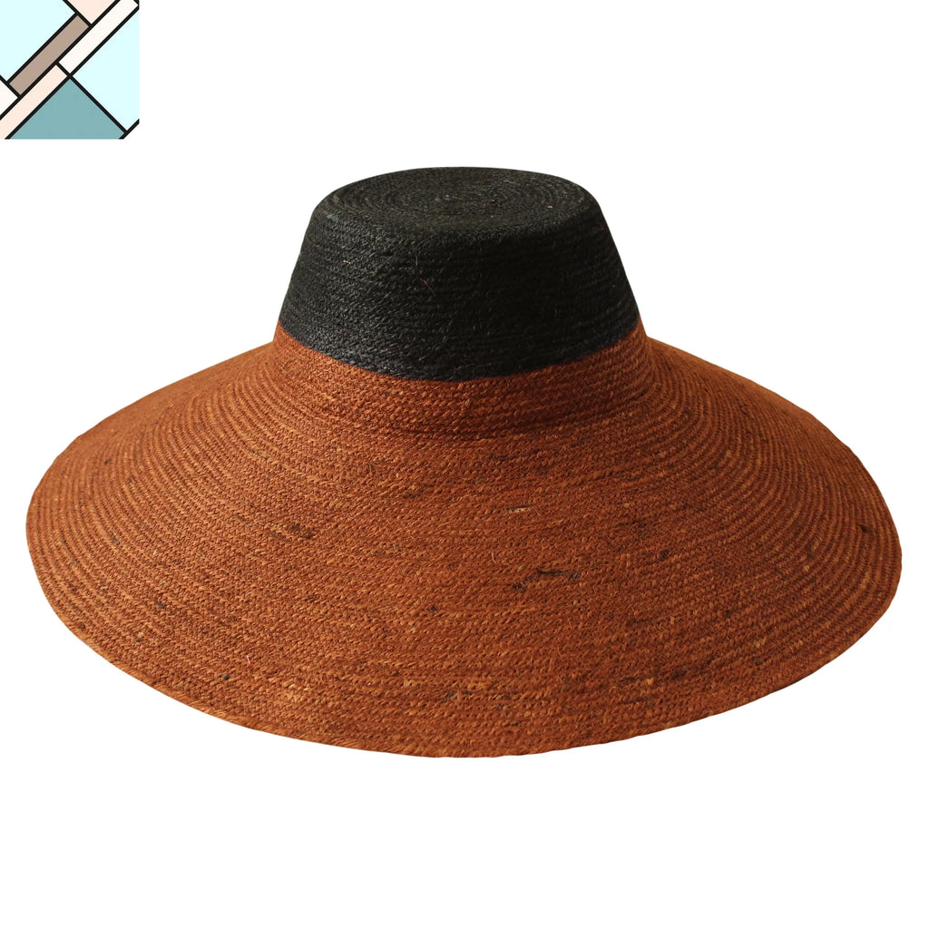 RIRI DUO Jute Straw Hat, in Burnt Sienna & Black by BrunnaCo BRUNNA CO
