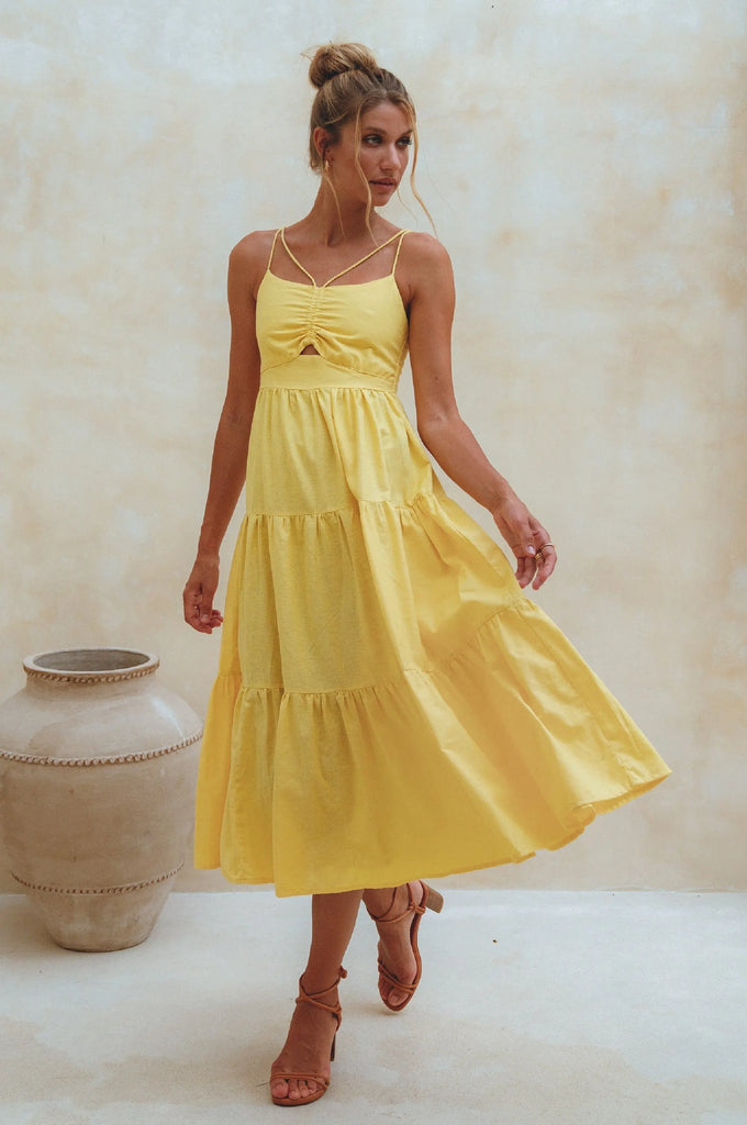 Rafaela Strappy Linen Midi Dress by Bali ELF Bali ELF