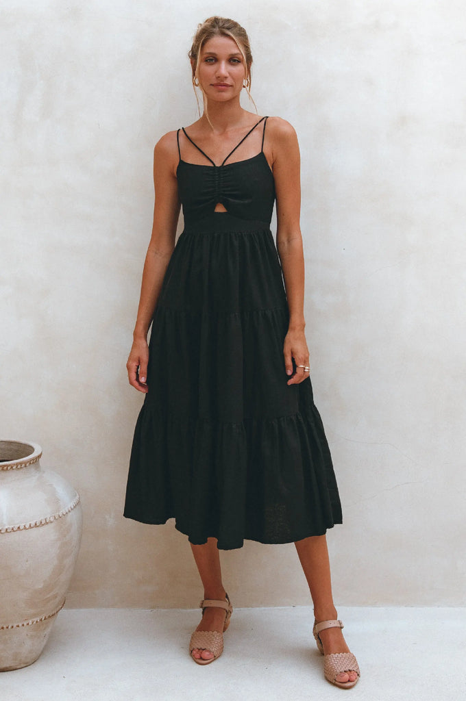Rafaela Strappy Linen Midi Dress by Bali ELF Bali ELF