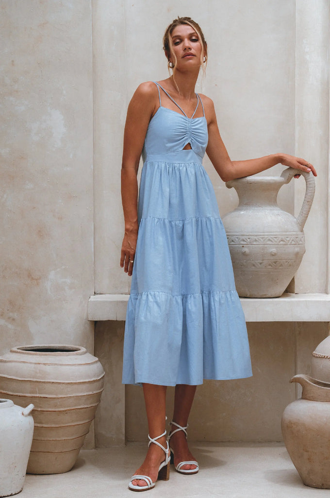 Rafaela Strappy Linen Midi Dress by Bali ELF Bali ELF