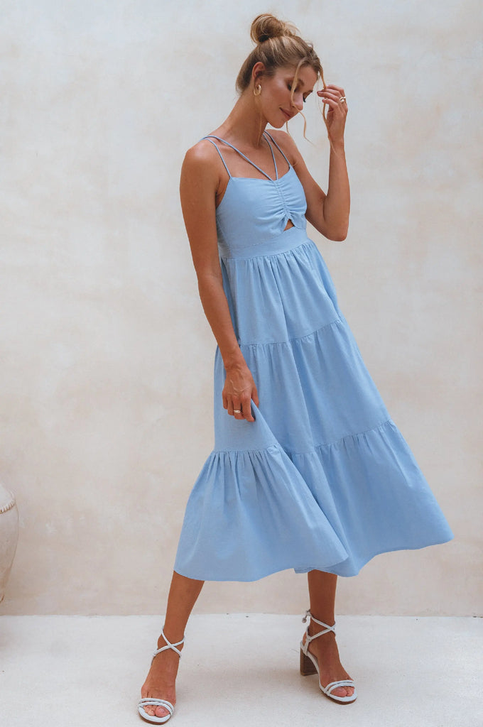 Rafaela Strappy Linen Midi Dress by Bali ELF Bali ELF