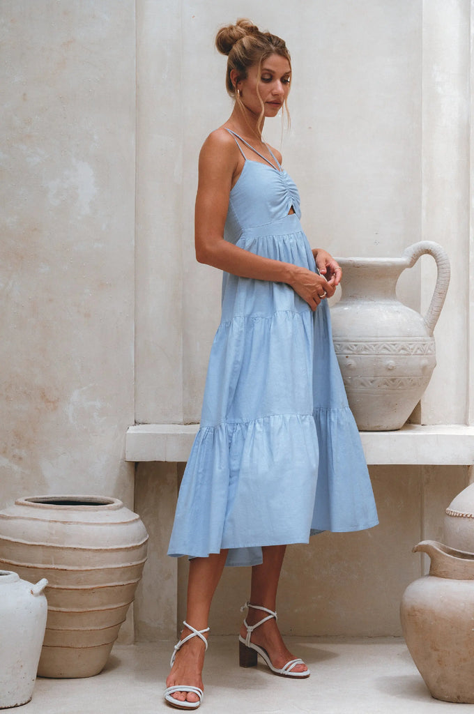 Rafaela Strappy Linen Midi Dress by Bali ELF Bali ELF