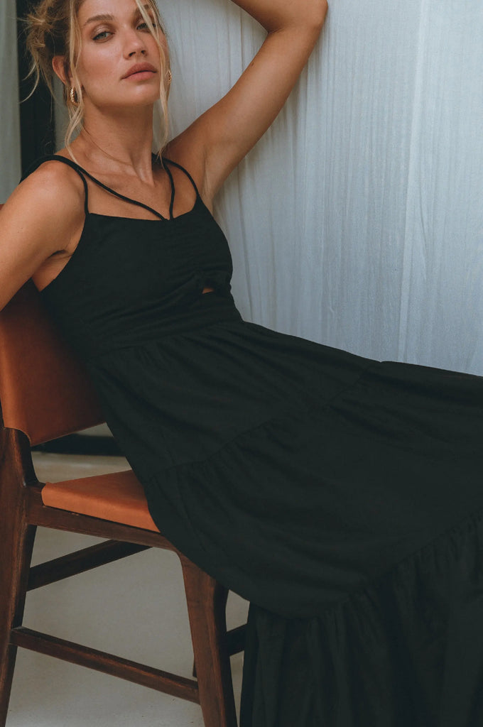 Rafaela Strappy Linen Midi Dress by Bali ELF Bali ELF