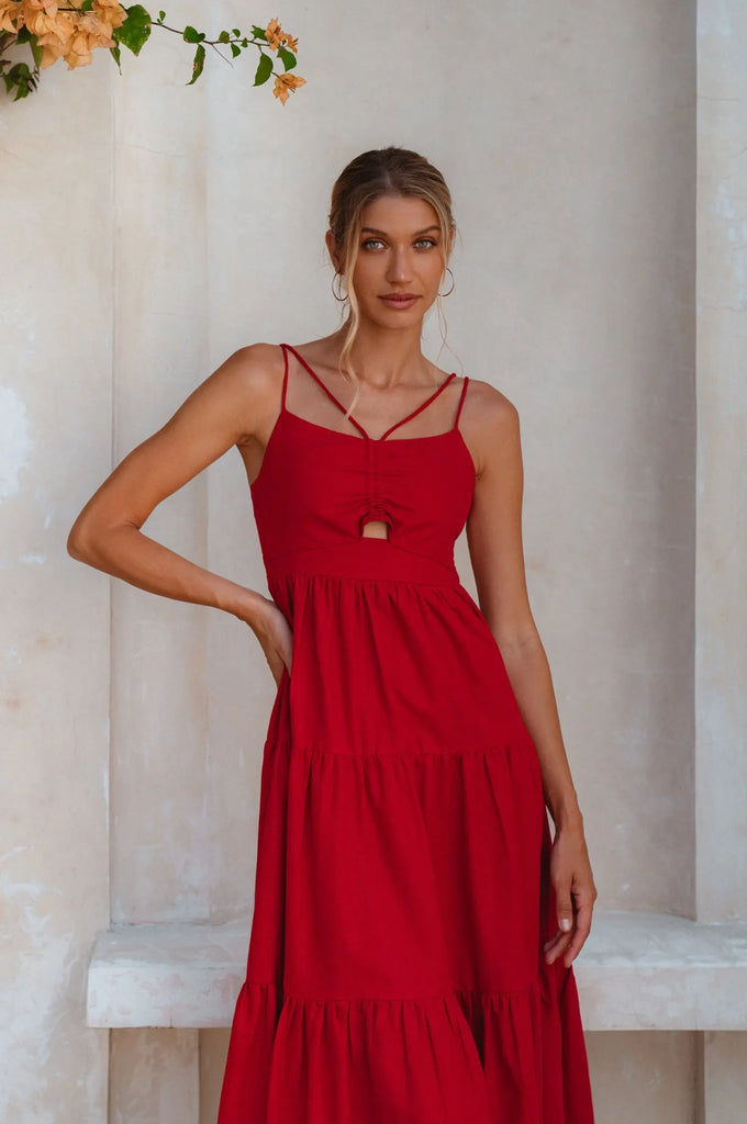 Rafaela Strappy Linen Midi Dress by Bali ELF Bali ELF
