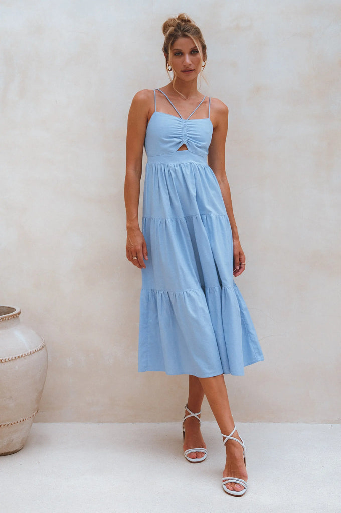 Rafaela Strappy Linen Midi Dress by Bali ELF Bali ELF