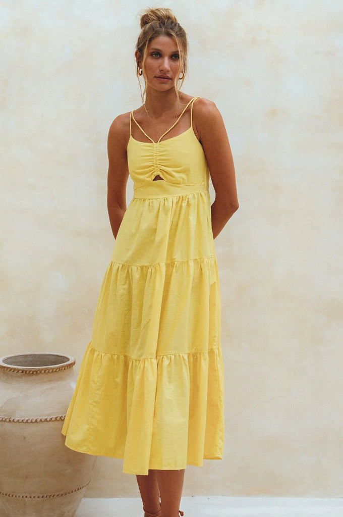 Rafaela Strappy Linen Midi Dress by Bali ELF Bali ELF