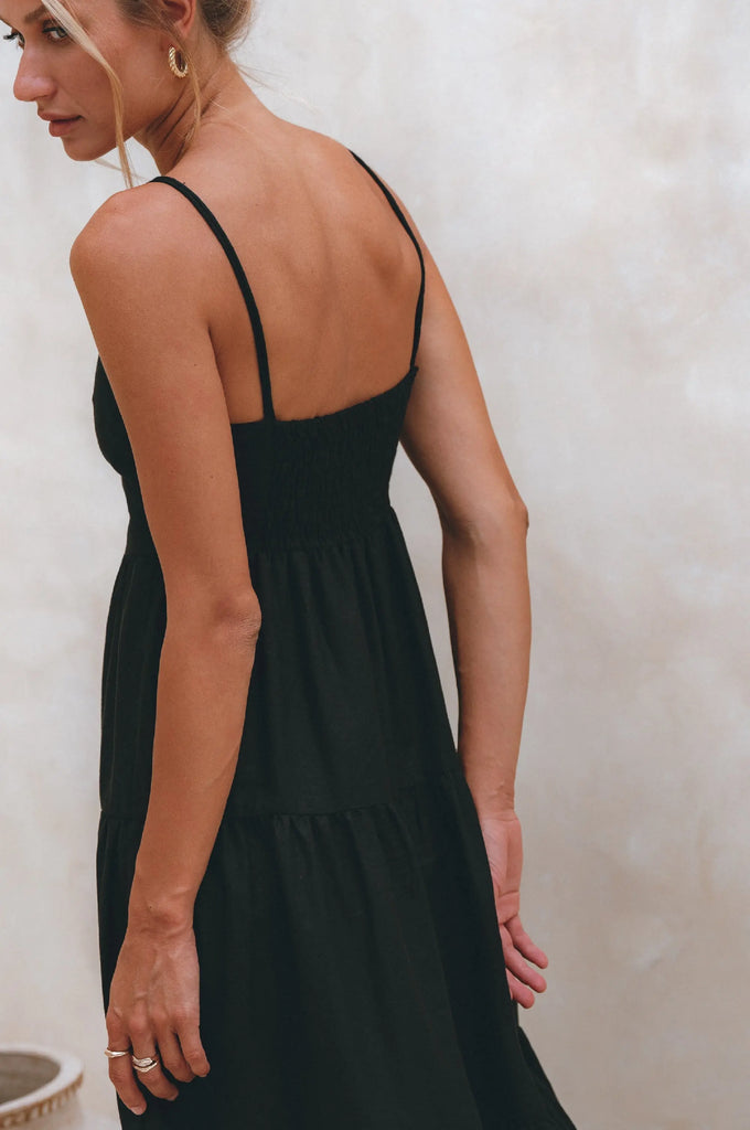 Rafaela Strappy Linen Midi Dress by Bali ELF Bali ELF