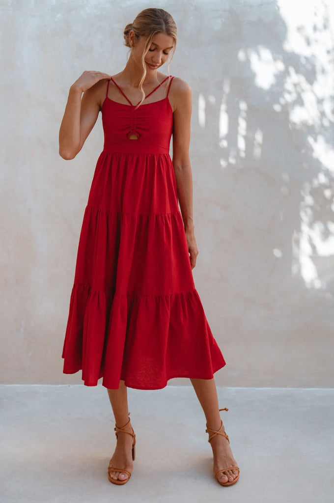 Rafaela Strappy Linen Midi Dress by Bali ELF Bali ELF
