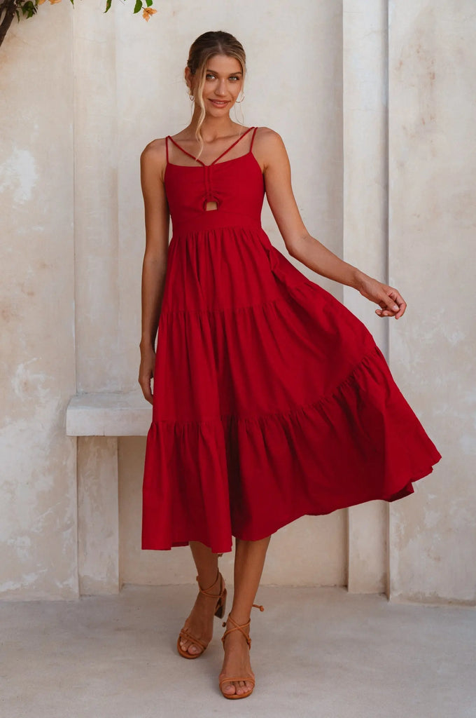Rafaela Strappy Linen Midi Dress by Bali ELF Bali ELF