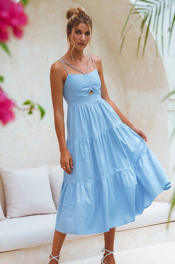 Rafaela Strappy Linen Midi Dress by Bali ELF Bali ELF