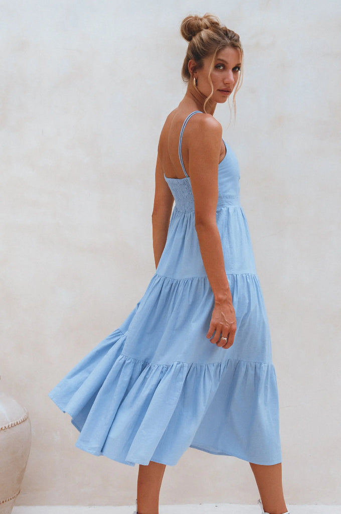 Rafaela Strappy Linen Midi Dress by Bali ELF Bali ELF