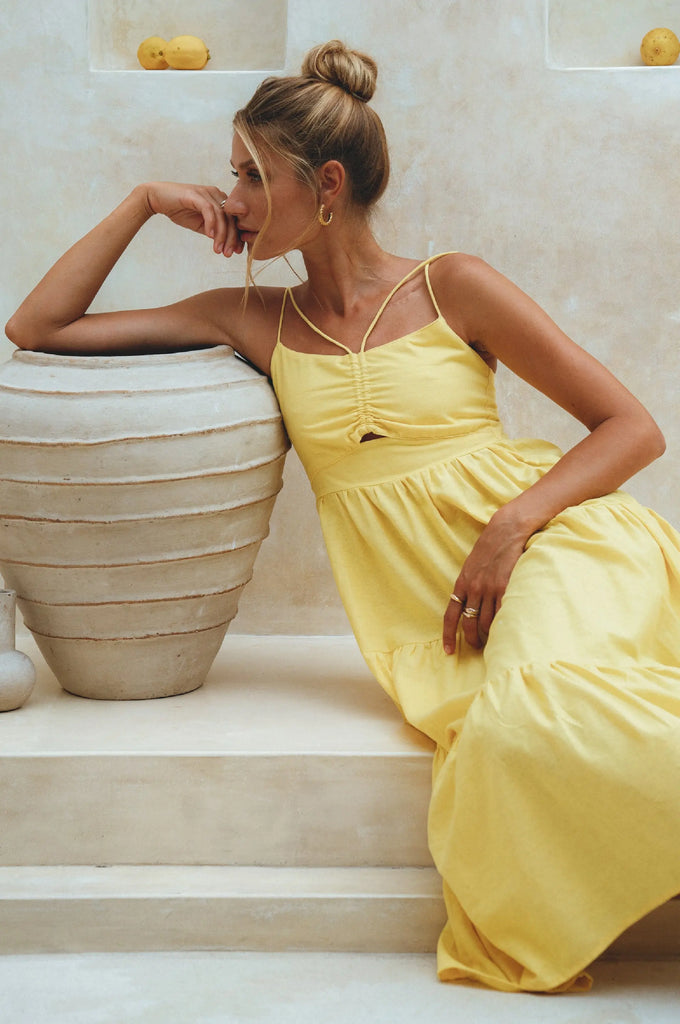 Rafaela Strappy Linen Midi Dress by Bali ELF Bali ELF