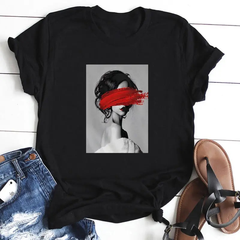 Red Paint Printed T-Shirt by Marigold Shadows Marigold Shadows