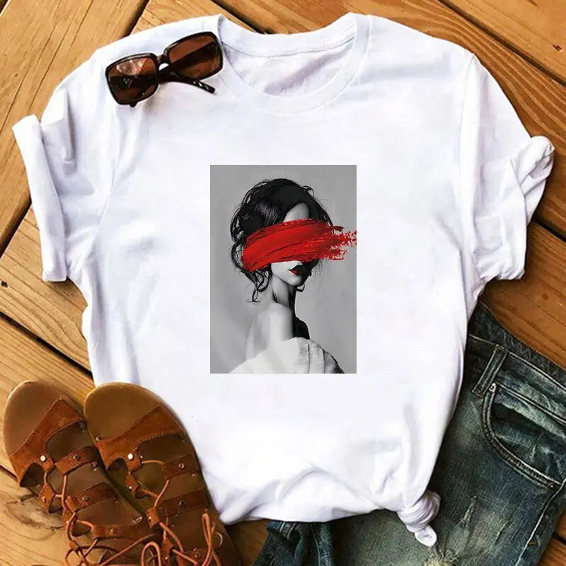 Red Paint Printed T-Shirt by Marigold Shadows Marigold Shadows