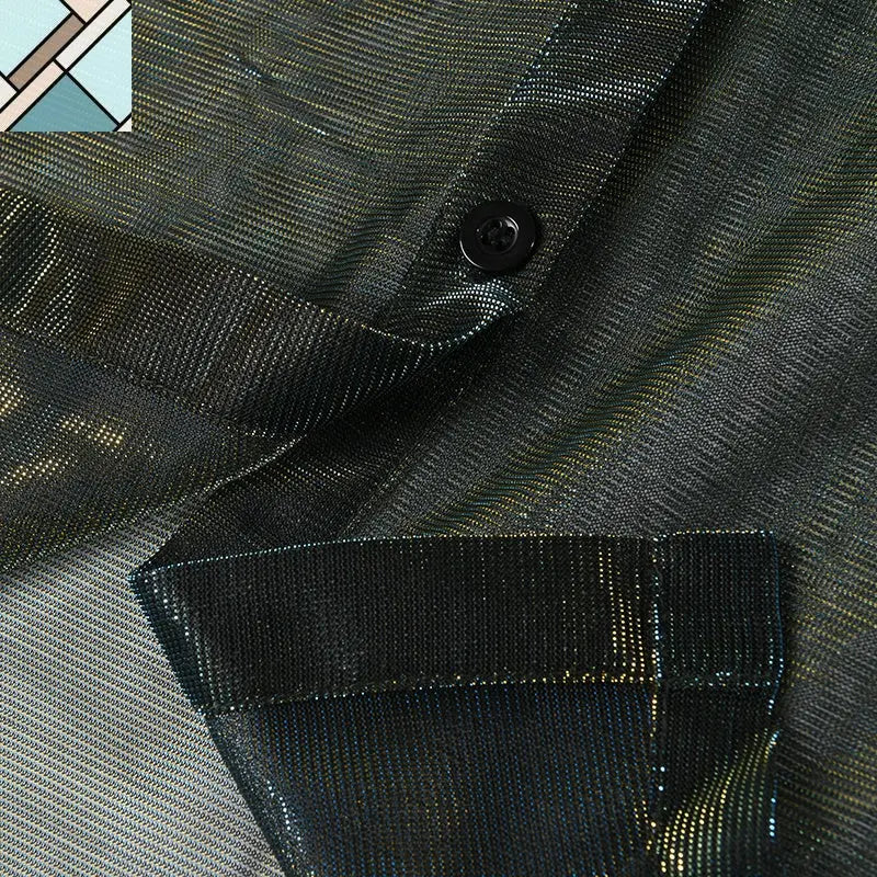 Reece Sheer Shimmer Shirt Dress - Gold Green by Marigold Shadows MARIGOLD SHADOWS