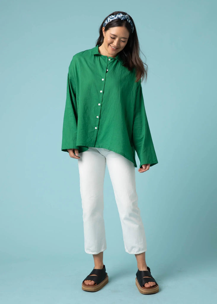 Relaxed Boyfriend Shirt - Kelly Green by And For Good And For Good