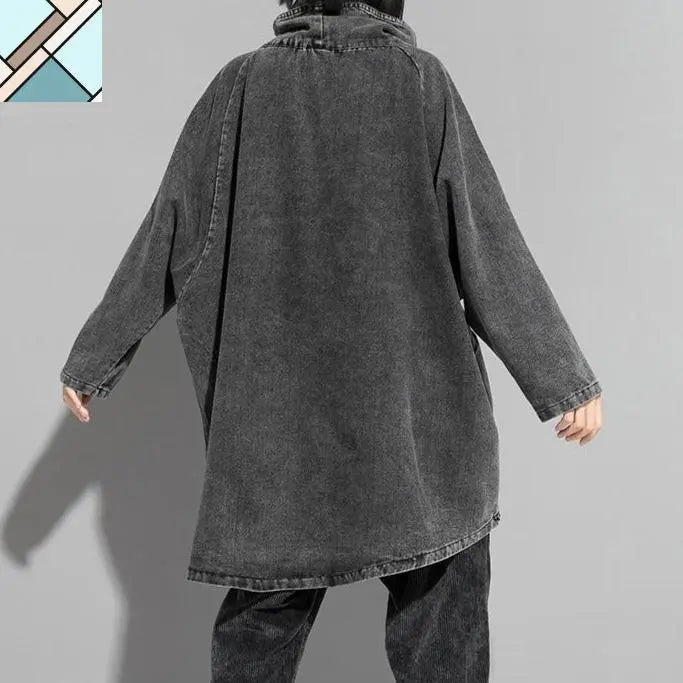 Reon Turtleneck Loose Denim Sweatshirt by Marigold Shadows MARIGOLD SHADOWS