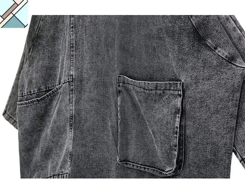 Reon Turtleneck Loose Denim Sweatshirt by Marigold Shadows MARIGOLD SHADOWS