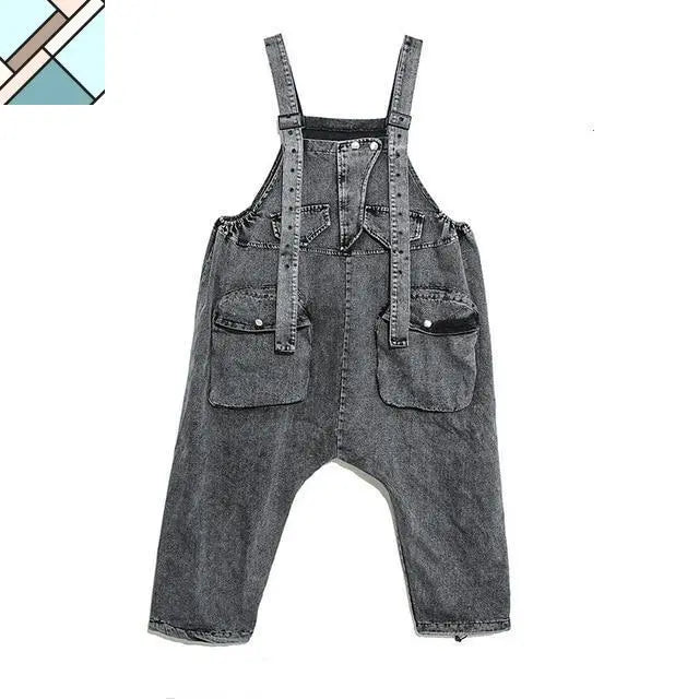 Rie High Waisted Pocket Denim Overalls by Marigold Shadows MARIGOLD SHADOWS