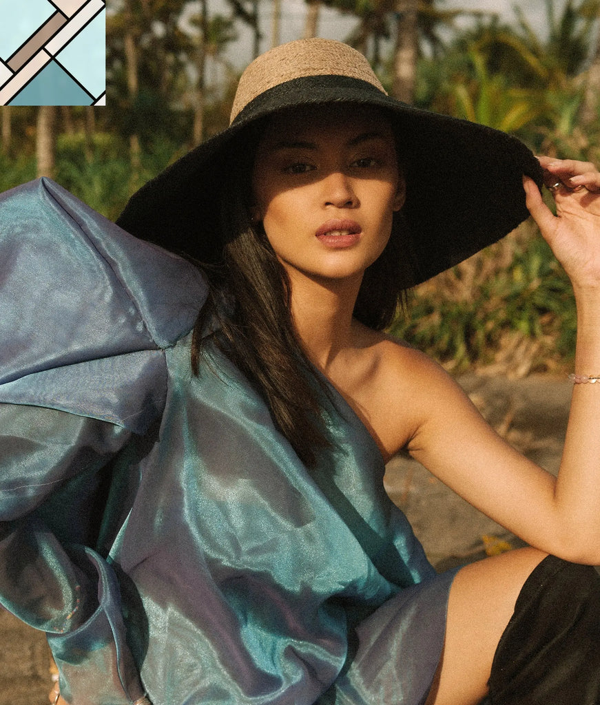 Riri Duo Jute Straw Hat, in Black & Nude by BrunnaCo BRUNNA CO