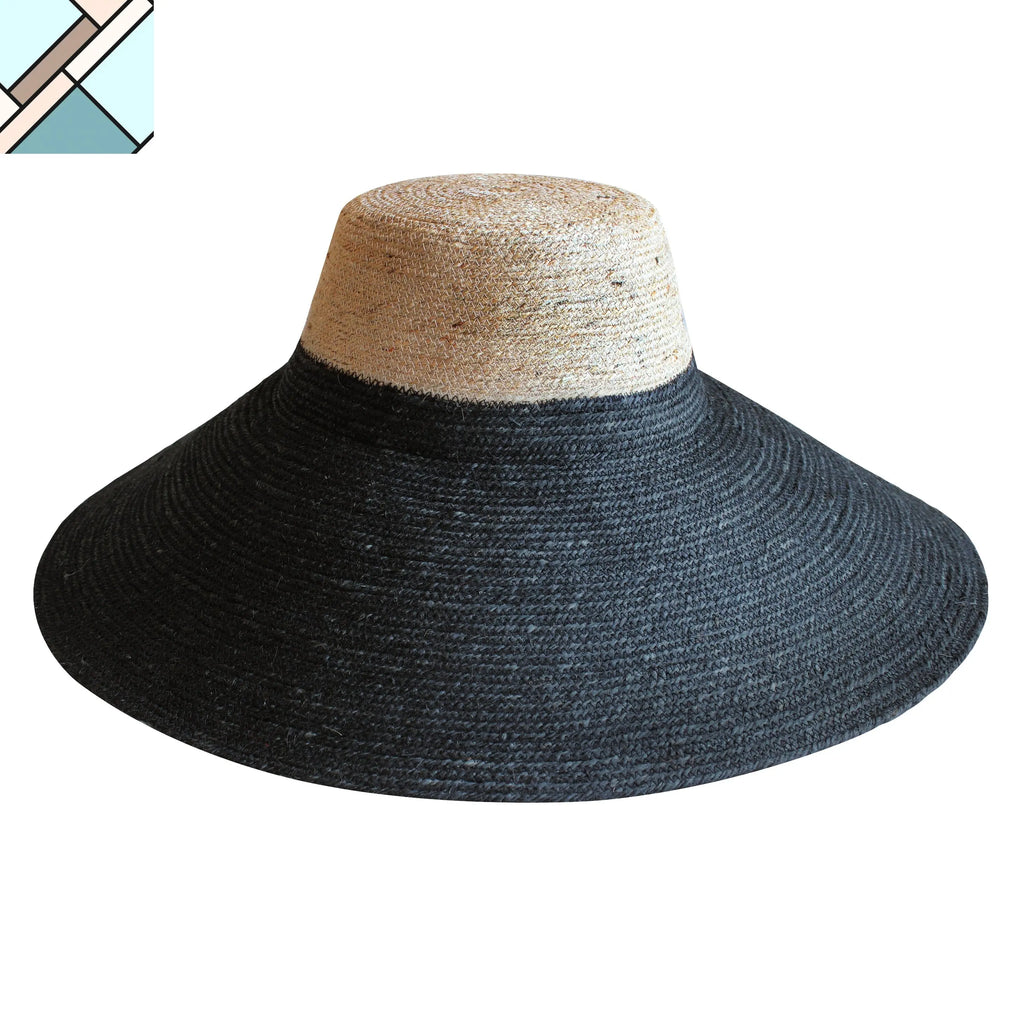 Riri Duo Jute Straw Hat, in Black & Nude by BrunnaCo BRUNNA CO