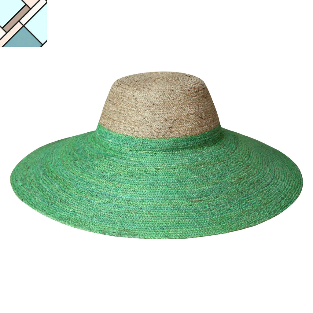 Riri Duo Jute Straw Hat, in Natural & Kelly Green by BrunnaCo BRUNNA CO