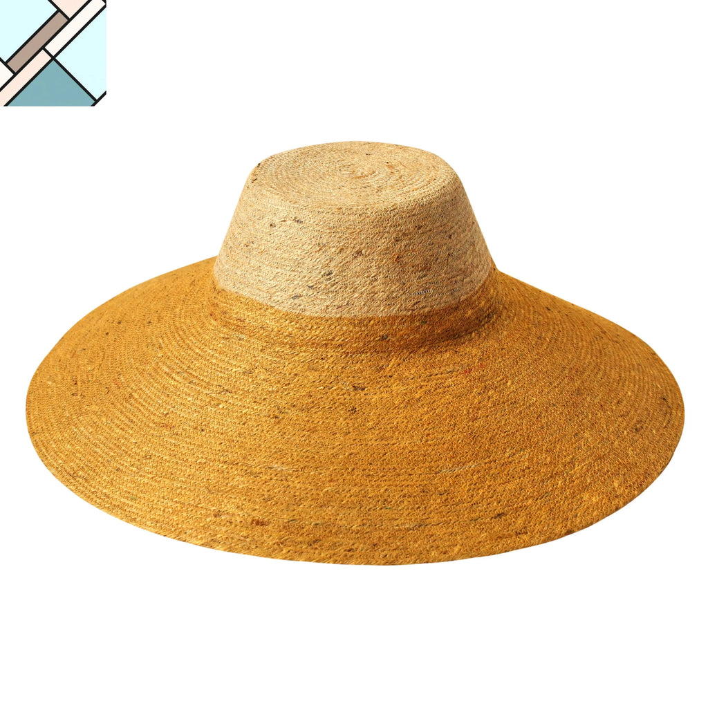 Riri Duo Jute Straw Hat, in Nude & Golden Yellow by BrunnaCo BRUNNA CO