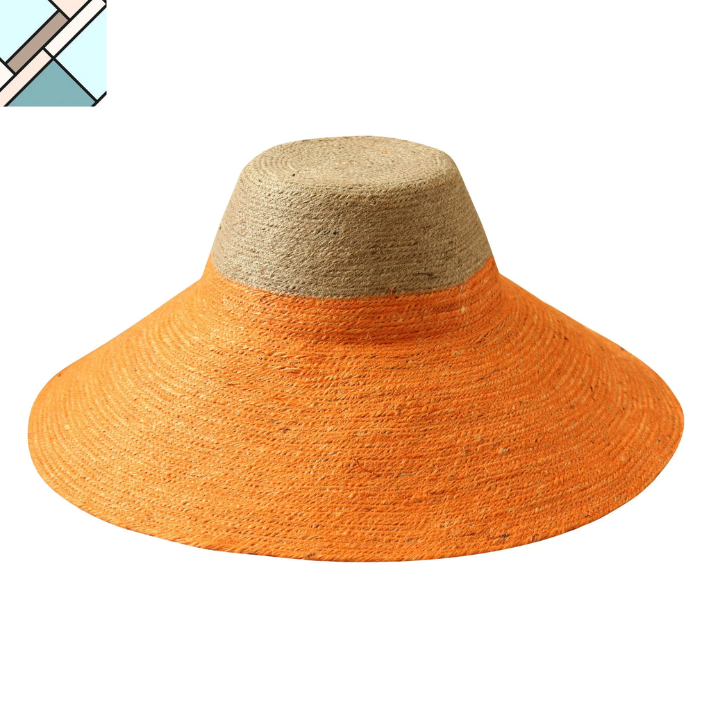 Riri Duo Jute Straw Hat, in Pumpkin Orange by BrunnaCo BRUNNA CO
