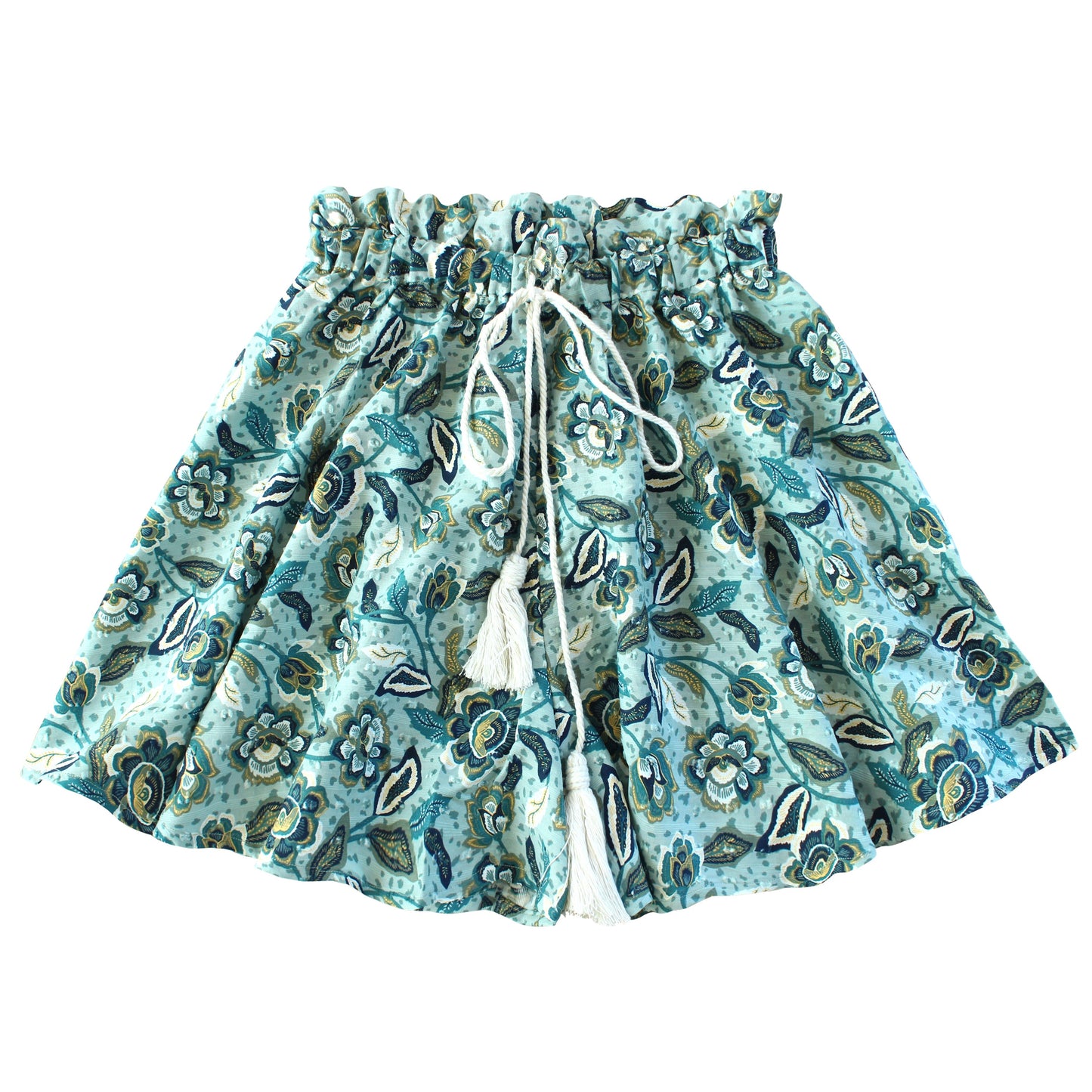 SEKAR Floral Batik Skorts in Sea Blue