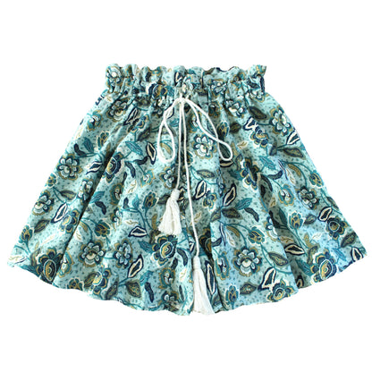 SEKAR Floral Batik Skorts in Sea Blue