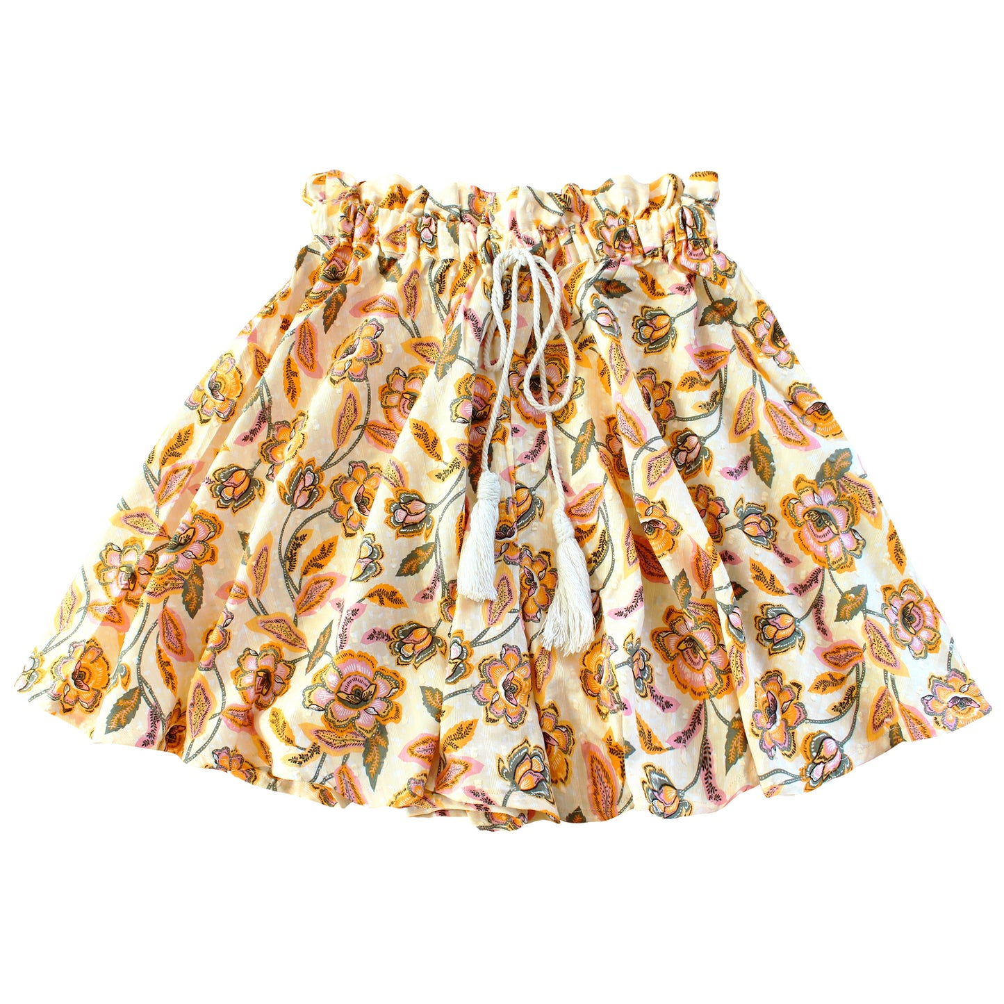 SEKAR Floral Batik Skorts in Marigold Yellow