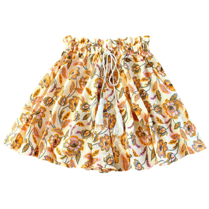 SEKAR Floral Batik Skorts in Marigold Yellow